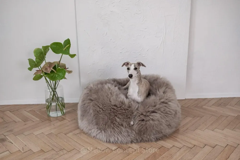 Lits - Lit Ovale pour Animal en Peau de Mouton Naturelle – Greige - MELLOW CONCEPT STORE