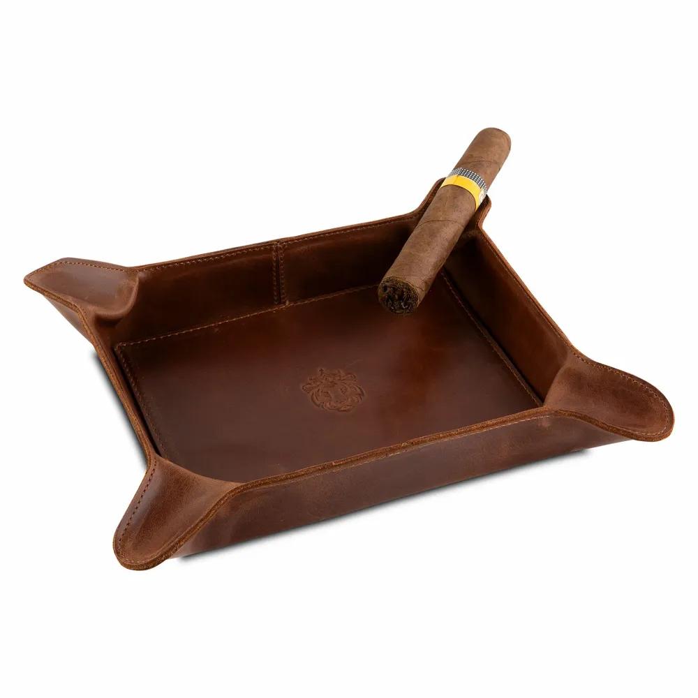 Leather goods - Crown & Tiger – Full-Leather Cigar Ashtray - MELIA GAMES / CROWN & TIGER