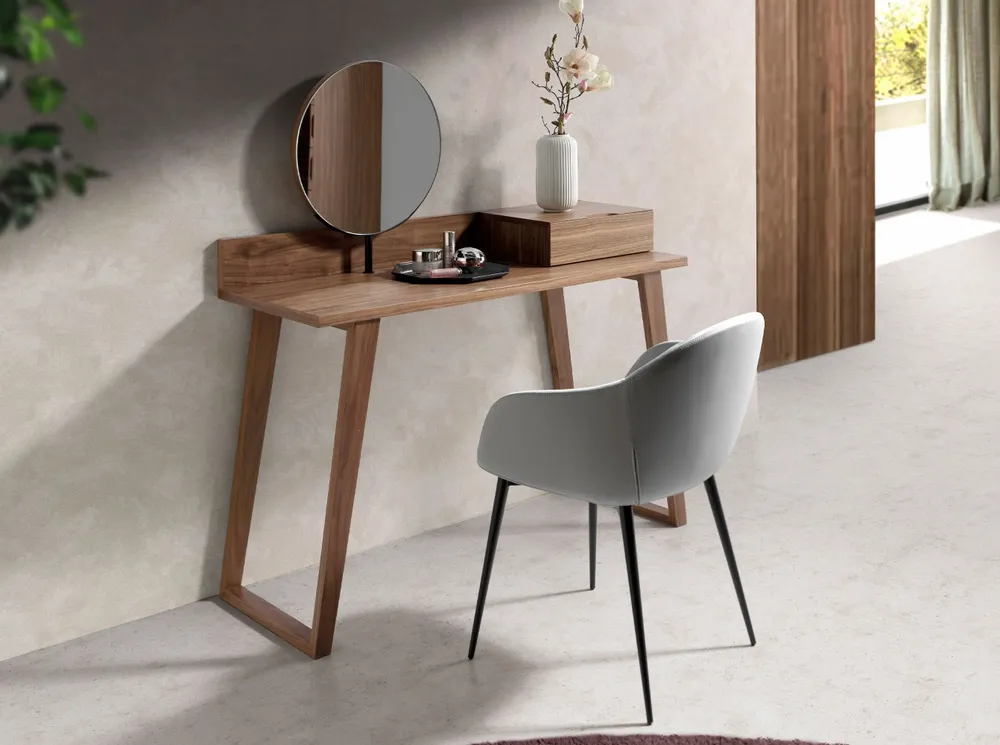Autres tables  - Coiffeuse en bois de noyer avec miroir - ANGEL CERDÁ