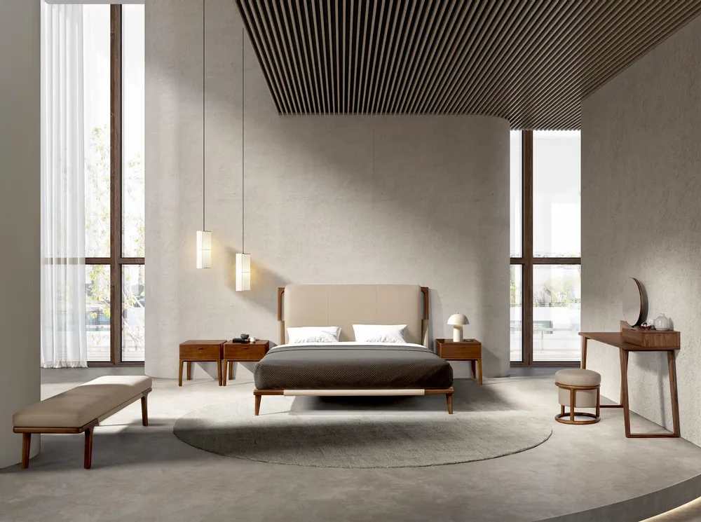 Autres tables  - Coiffeuse en bois de noyer avec miroir - ANGEL CERDÁ