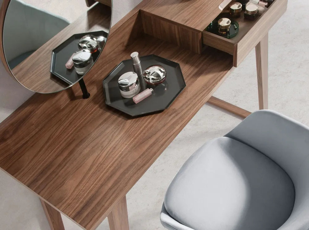 Autres tables  - Coiffeuse en bois de noyer avec miroir - ANGEL CERDÁ