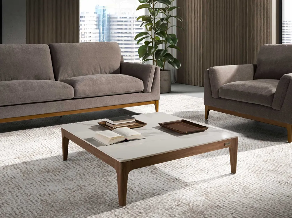 Coffee tables - Imitation marble glass coffee table - ANGEL CERDÁ