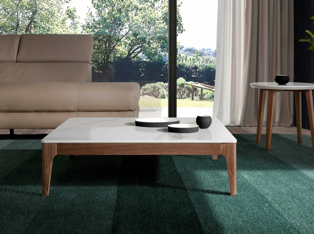 Coffee tables - Imitation marble glass coffee table - ANGEL CERDÁ