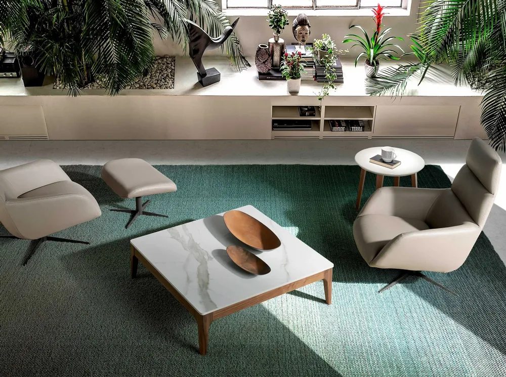 Coffee tables - Imitation marble glass coffee table - ANGEL CERDÁ