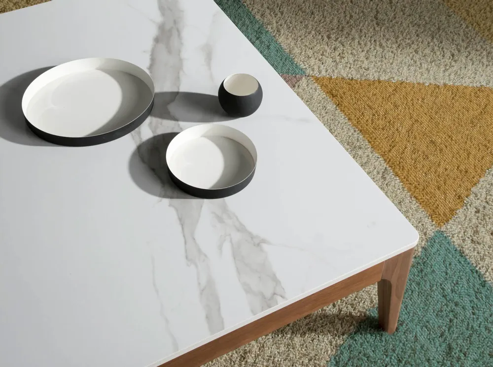 Coffee tables - Imitation marble glass coffee table - ANGEL CERDÁ