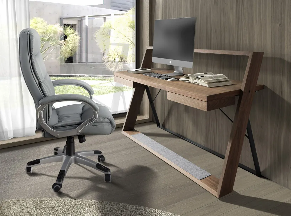 Chairs - Swivel office chair in grey leatherette - ANGEL CERDÁ