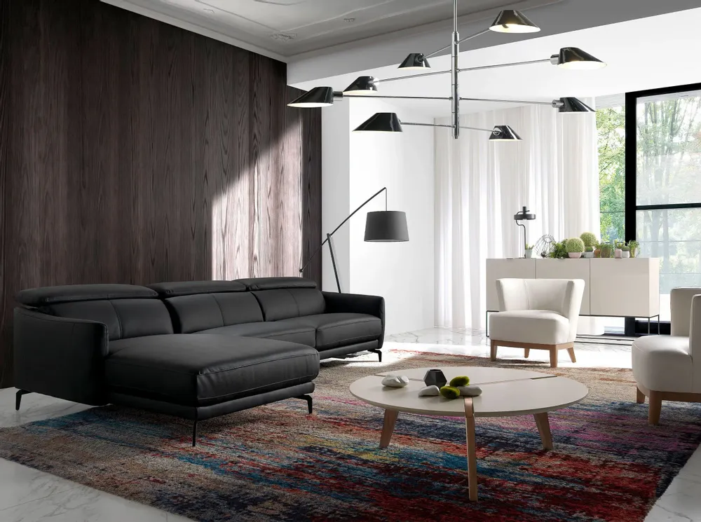 Canapés - Canapé méridienne en cuir de vachette noir - ANGEL CERDÁ