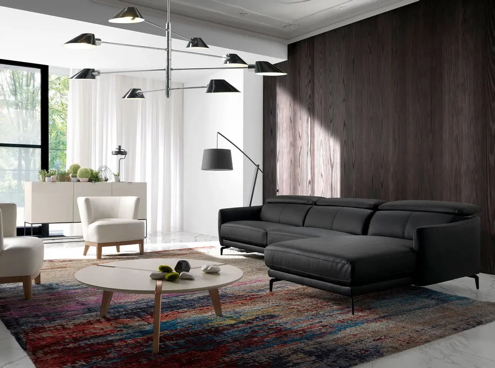 Sofas - Black cowhide chaise longue sofa - ANGEL CERDÁ
