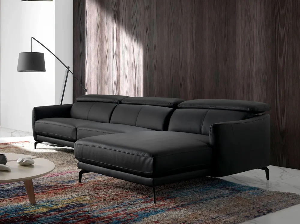 Sofas - Black cowhide chaise longue sofa - ANGEL CERDÁ