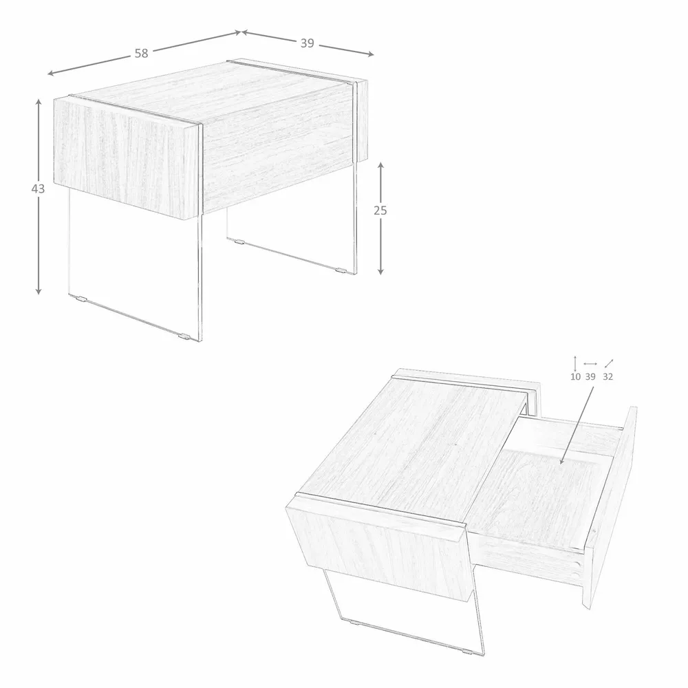 Night tables - Walnut and glass bedside table - ANGEL CERDÁ