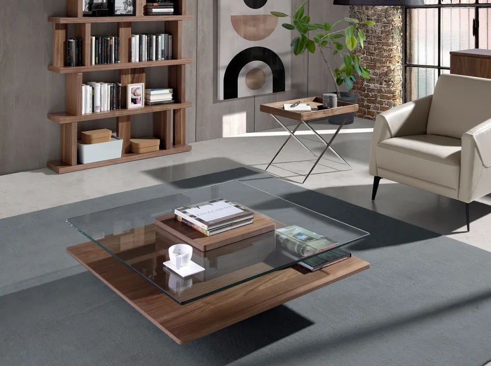 Tables basses - Table basse carrée en noyer - ANGEL CERDÁ