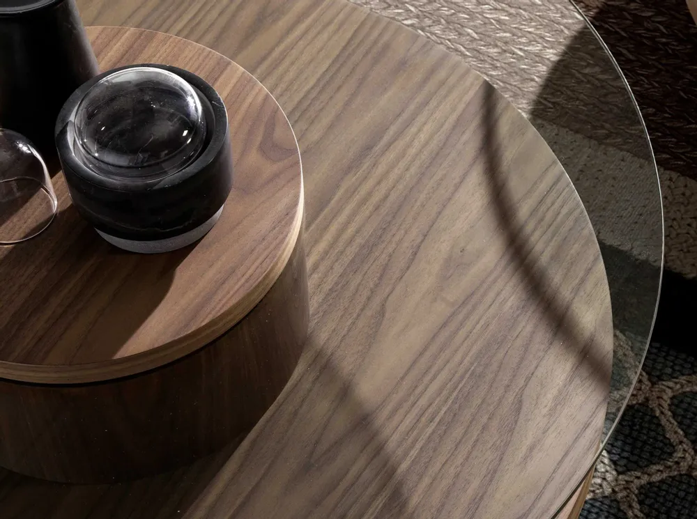 Coffee tables - Walnut round coffee table - ANGEL CERDÁ