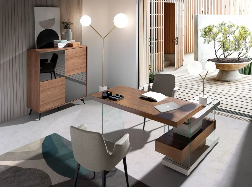 Sideboards - Walnut sideboard and black mirror glass - ANGEL CERDÁ