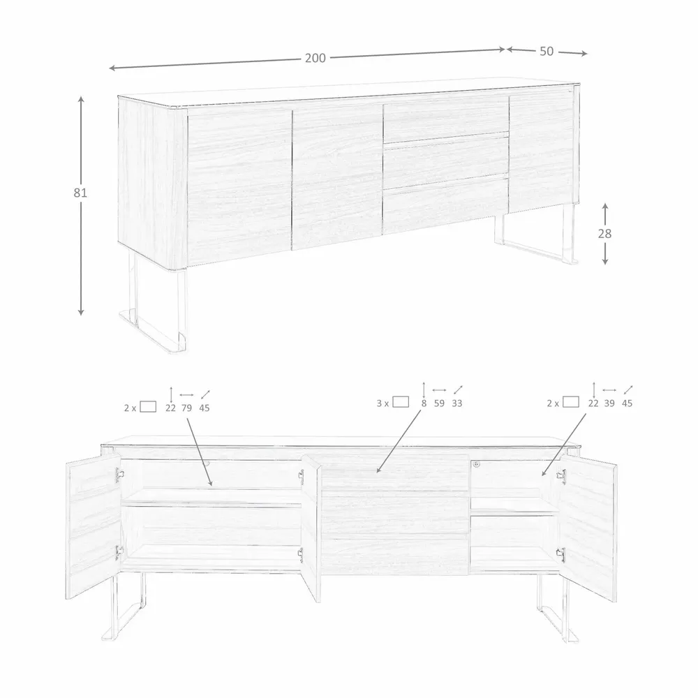 Sideboards - Walnut sideboard and black glass top - ANGEL CERDÁ