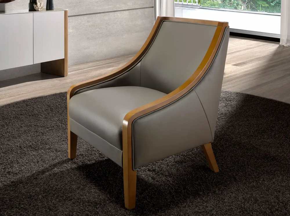 Fauteuils - Fauteuil en cuir gris - ANGEL CERDÁ