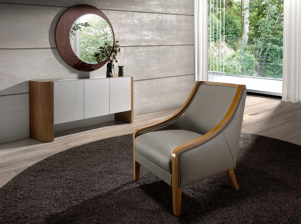 Armchairs - Grey leather armchair - ANGEL CERDÁ