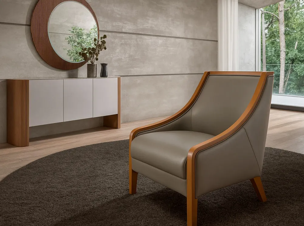 Armchairs - Grey leather armchair - ANGEL CERDÁ