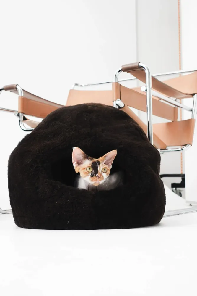 Beds - Nest Natural Sheepskin Pet Bed - Brown - MELLOW CONCEPT STORE