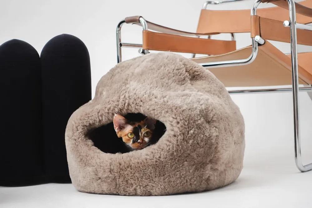 Lits - Grotte pour Animal en Peau de Mouton Naturelle – Beige - MELLOW CONCEPT STORE