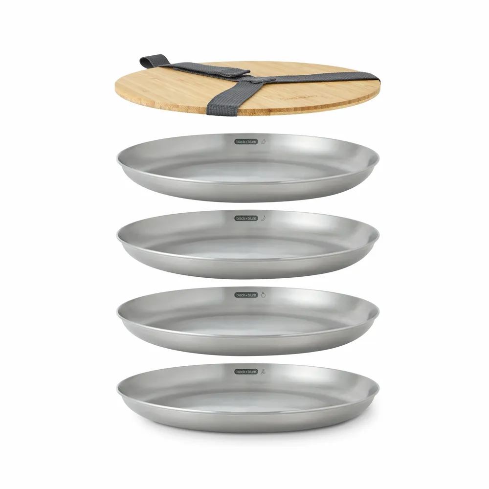 Cuisines de jardin - Ensemble d'assiette - 4 pièces - Acier Inoxydable - BLACK+BLUM EUROPE