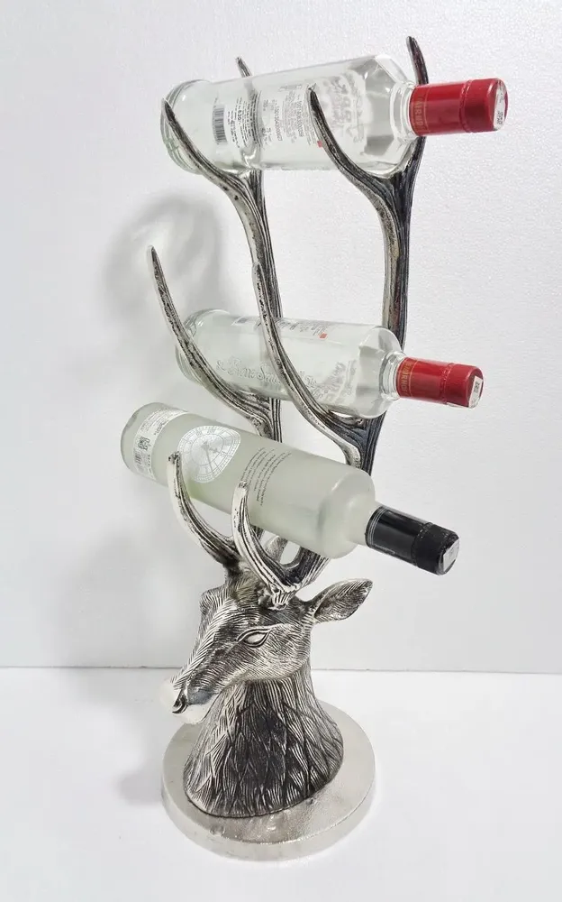 Objets de décoration - RACK POUR 3 BOUTEILLES NICKEL 'CERF' - FANCY