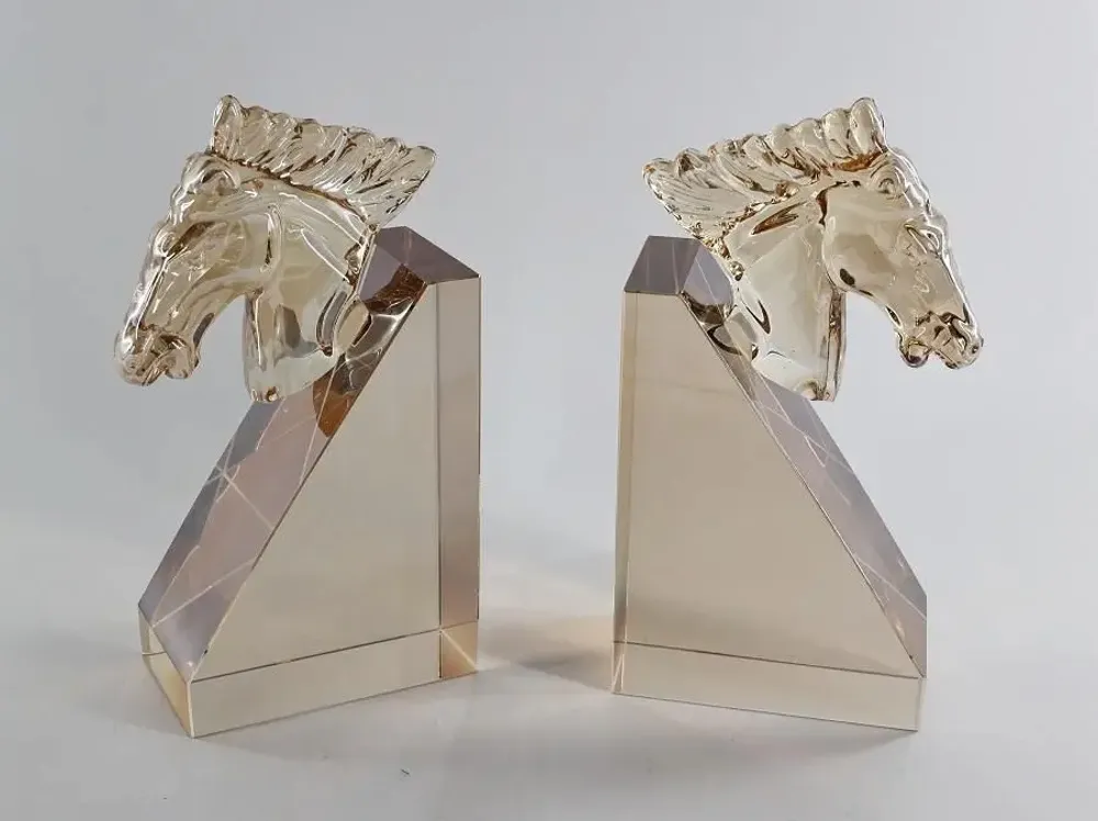 Objets de décoration - SERRE-LIVRES TETES DE CHEVAL EN CRISTAL AMBRE - FANCY