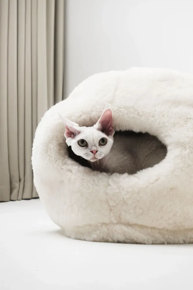 Lits - Grotte Naturelle en Laine pour Animal – Blanche - MELLOW CONCEPT STORE