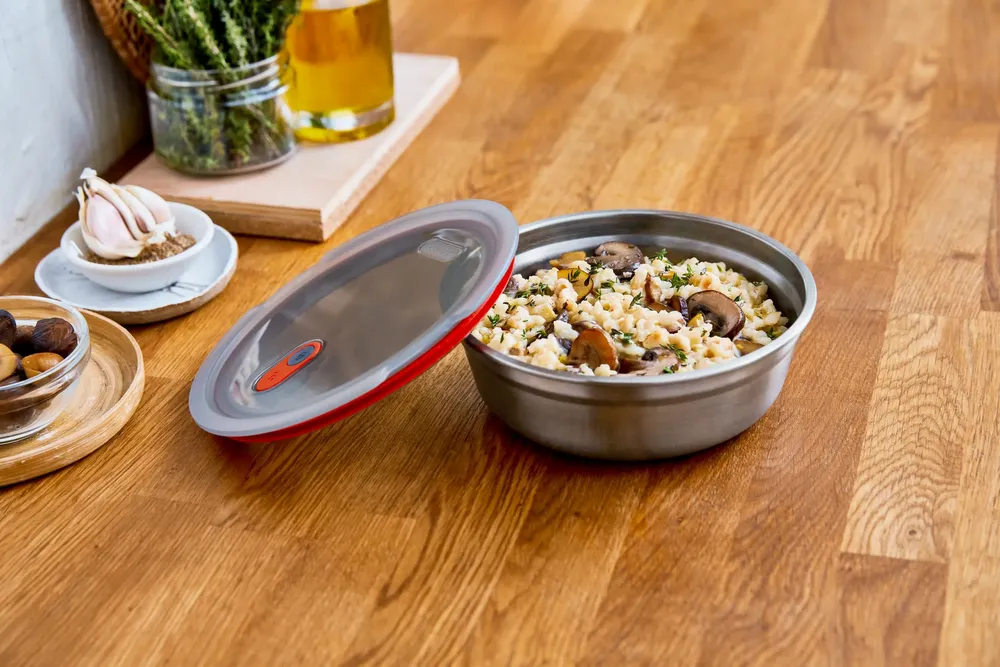 Outdoor kitchens - Multifunction Food Bowl  -Microwave safe Stainless steel round - BLACK+BLUM EUROPE