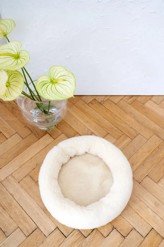Lits - Lit Rond pour Animal en Laine Naturelle – Blanc - MELLOW CONCEPT STORE