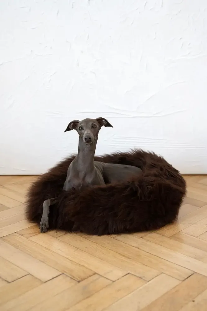 Lits - Lit Rond pour Animal en Peau de Mouton Naturelle - Marron - MELLOW CONCEPT STORE