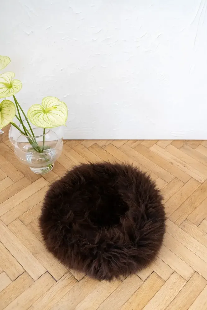 Lits - Lit Rond pour Animal en Peau de Mouton Naturelle - Marron - MELLOW CONCEPT STORE