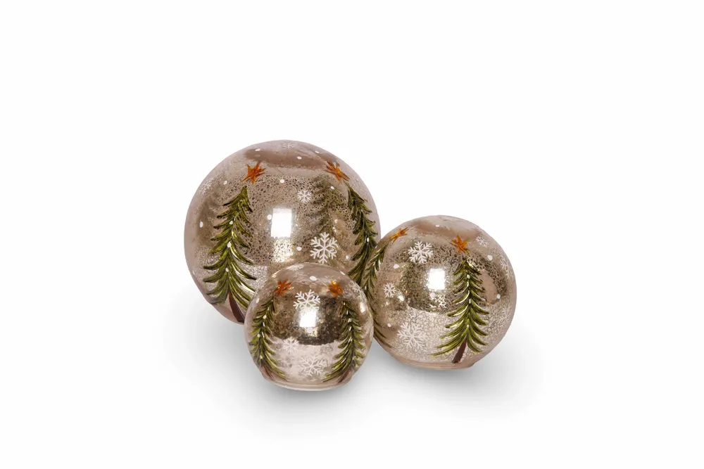Décorations pour tables de Noël - Boule de verre transparente S/3 - QUETZALES