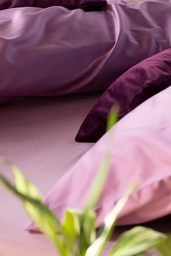 Linge de lit - ENSEMBLE VEIVE – Housse de couette en satin avec 2 taies d’oreiller - NORA V