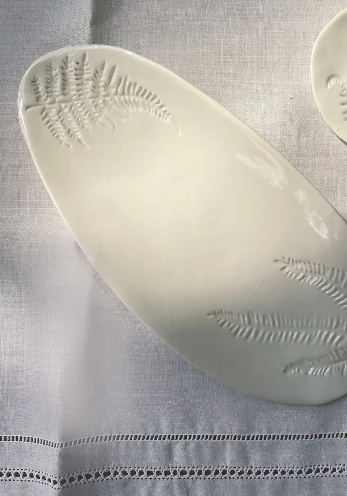 Everyday plates - Long porcelain dishes, unique pieces, French made - TOTEM NATURE