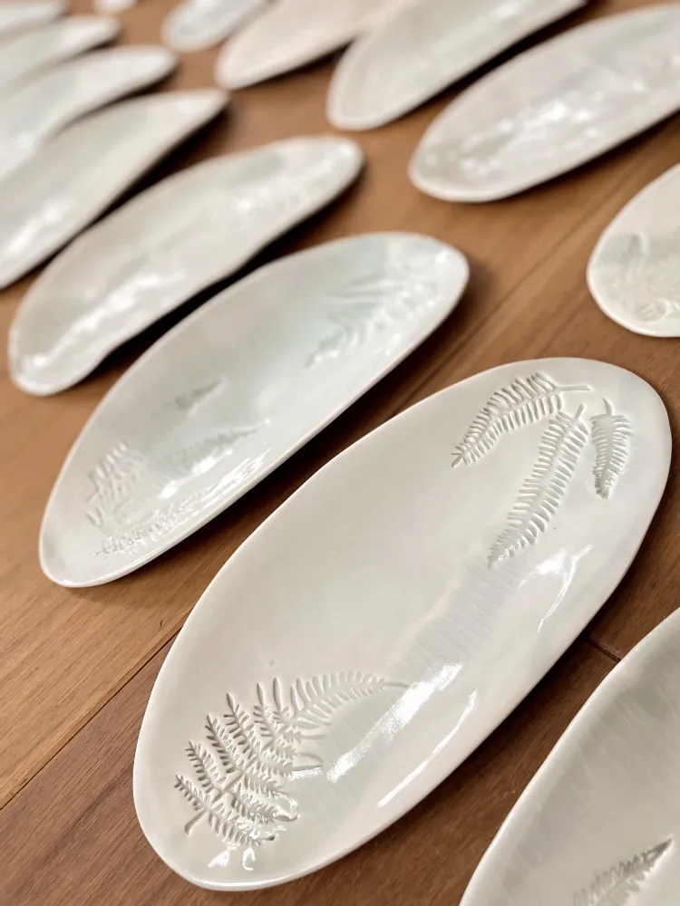 Everyday plates - Long porcelain dishes, unique pieces, French made - TOTEM NATURE