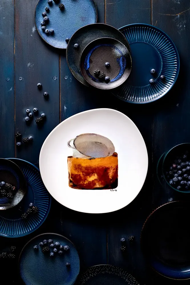 Platter and bowls - Golden Porcelain Plate - A.LORETTE