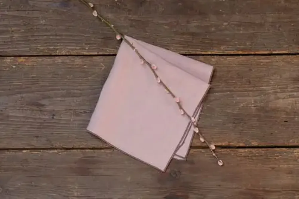 Linge de table textile - UNI — 2 Serviette de table en pur lin lavé avec bourdon - NORA V