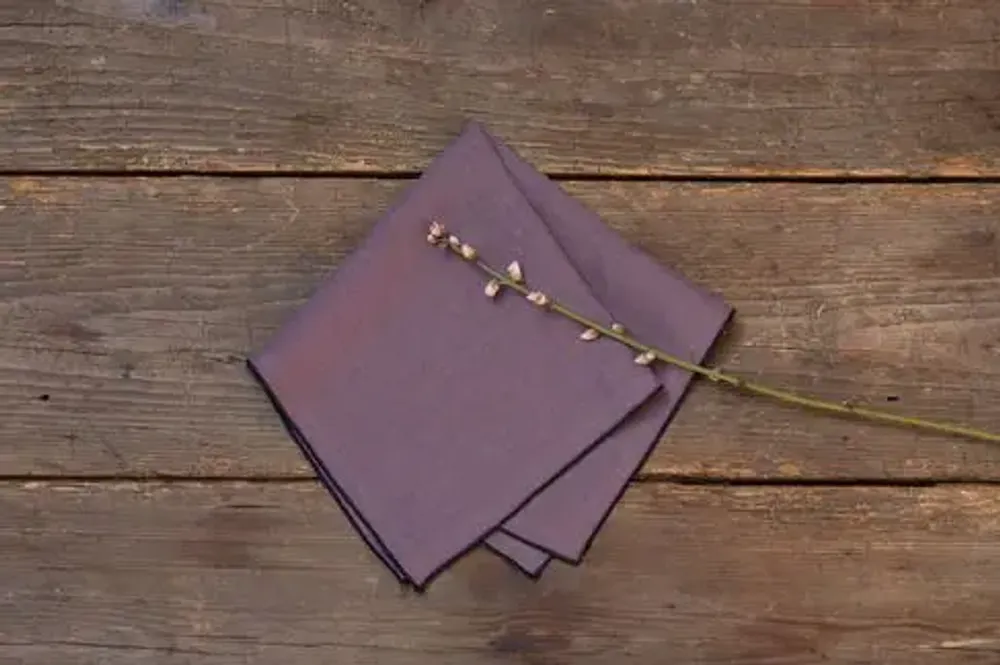 Linge de table textile - UNI — 2 Serviette de table en pur lin lavé avec bourdon - NORA V