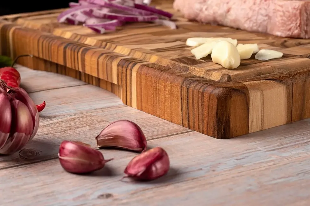 Kitchen utensils - End Grain Teak Wood Cutting Board 44cm x 29.5cm x 3.2cm - STOLF LTDA