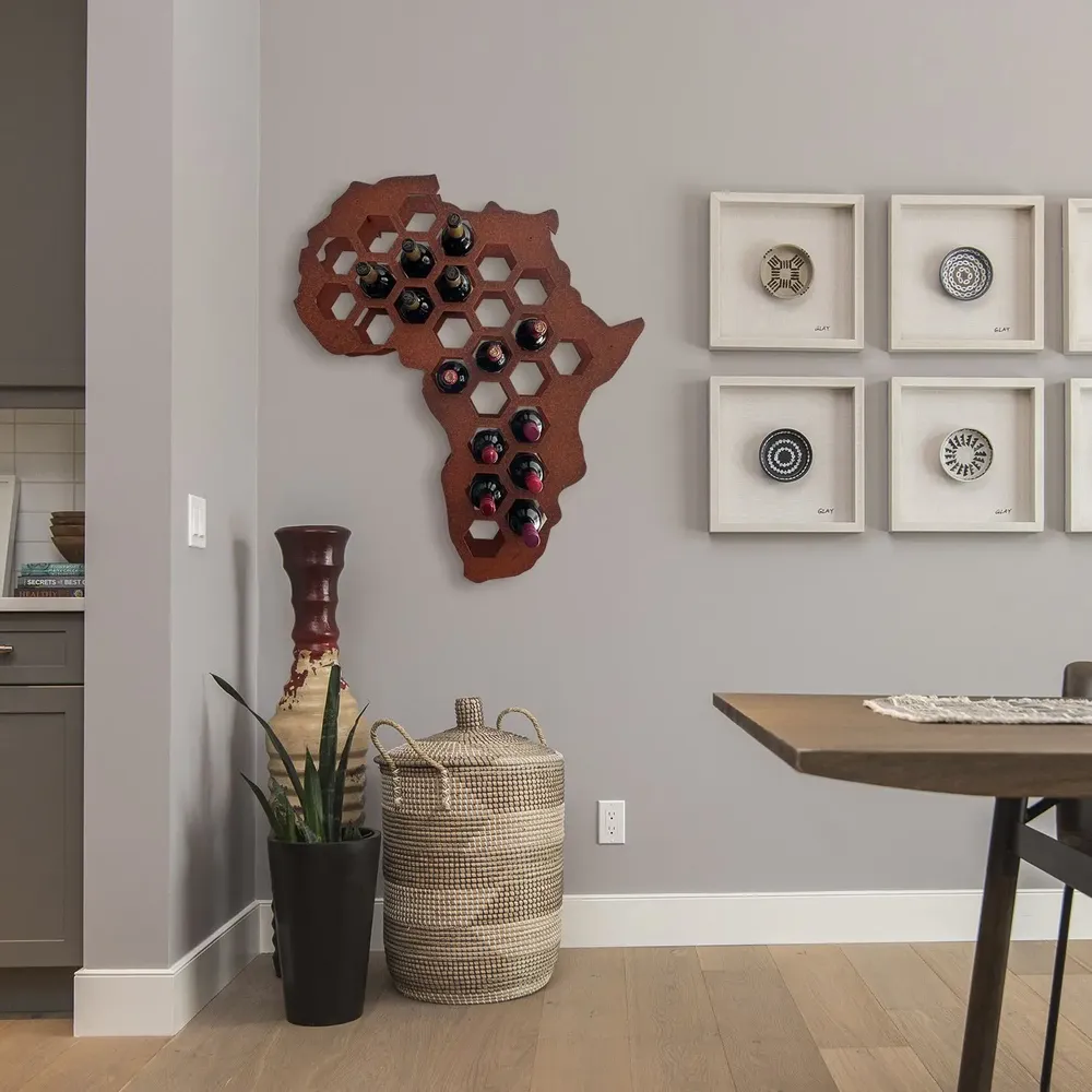 Wine accessories - Africa Steel Wall Wine Rack – Holds up to 26 Bottles - INCREDIBLE DESIGNS