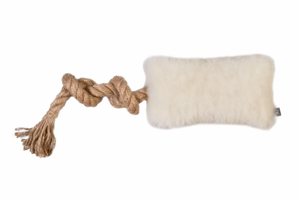 Decorative objects - Natural Sheepskin Dog Tug Toy - White - MELLOW CONCEPT STORE