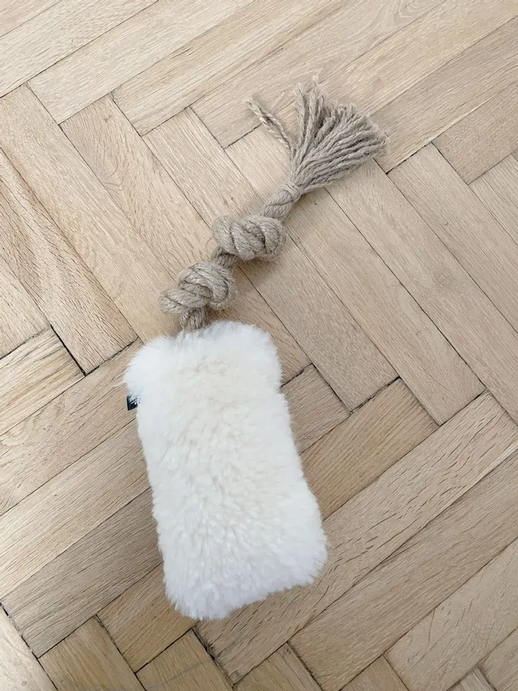 Decorative objects - Natural Sheepskin Dog Tug Toy - White - MELLOW CONCEPT STORE