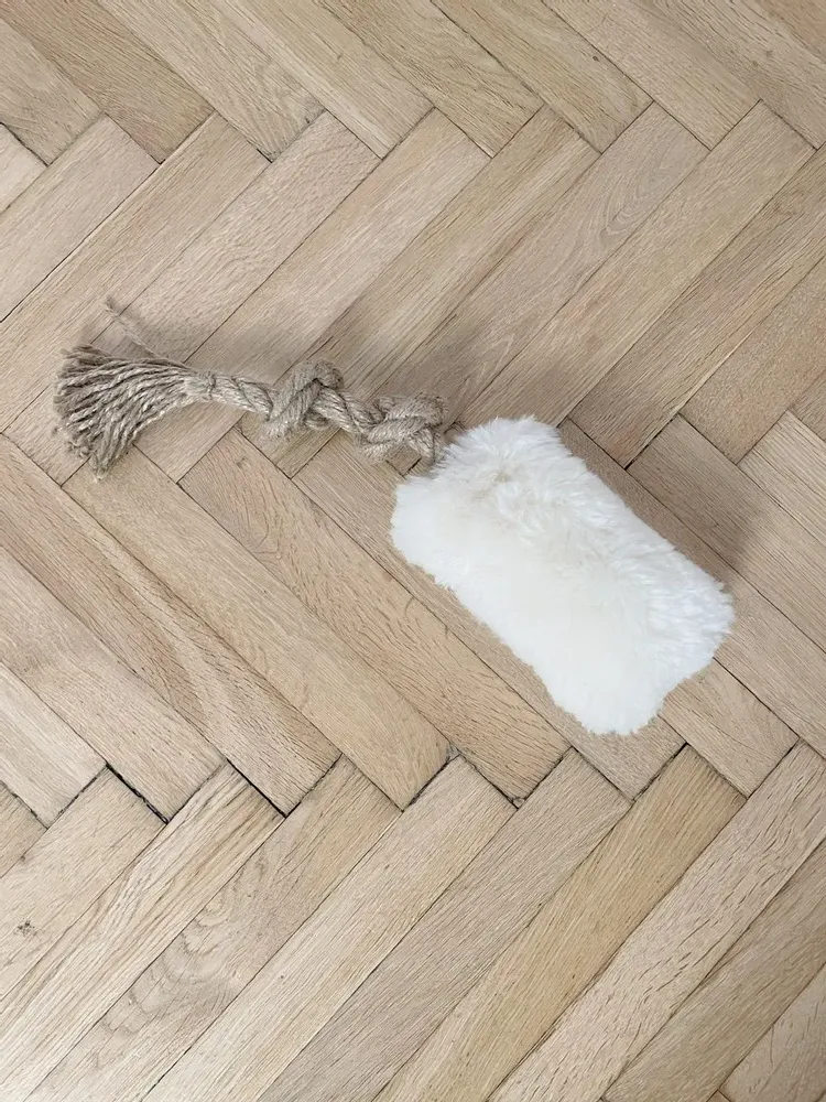 Decorative objects - Natural Sheepskin Dog Tug Toy - White - MELLOW CONCEPT STORE