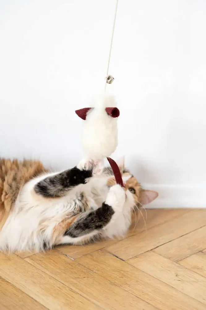 Decorative objects - Natural Woolen Cat Toy: Mouse - MELLOW CONCEPT STORE