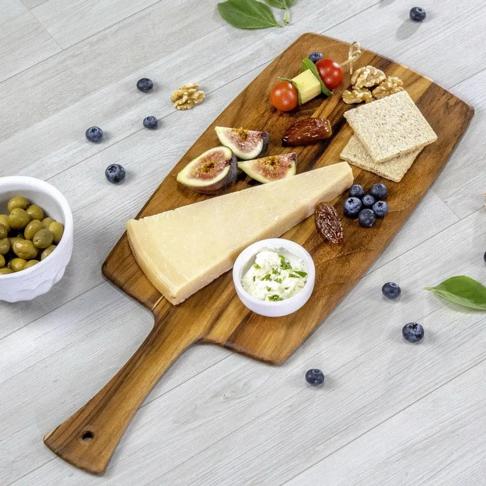 Kitchen utensils - Edge Grain Teak Wood Paddleboard 43.2cm x 19.1cm x 1cm - STOLF LTDA