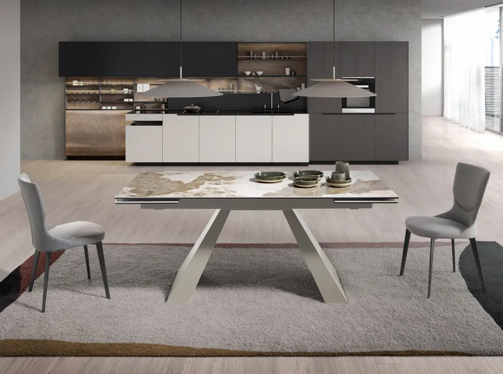 Dining Tables - Rectangular extending dining table in porcelain marble - ANGEL CERDÁ