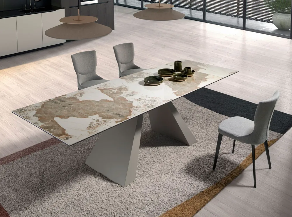 Dining Tables - Rectangular extending dining table in porcelain marble - ANGEL CERDÁ