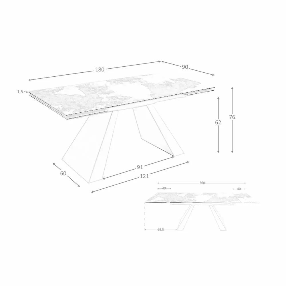 Dining Tables - Rectangular extending dining table in porcelain marble - ANGEL CERDÁ