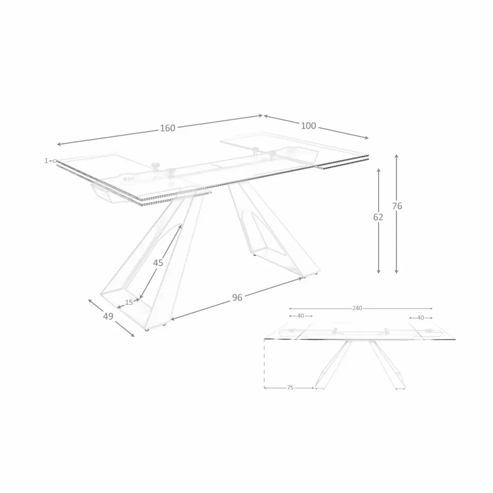 Tables Salle à Manger - Table à manger à rallonge rectangulaire verre trempé - ANGEL CERDÁ
