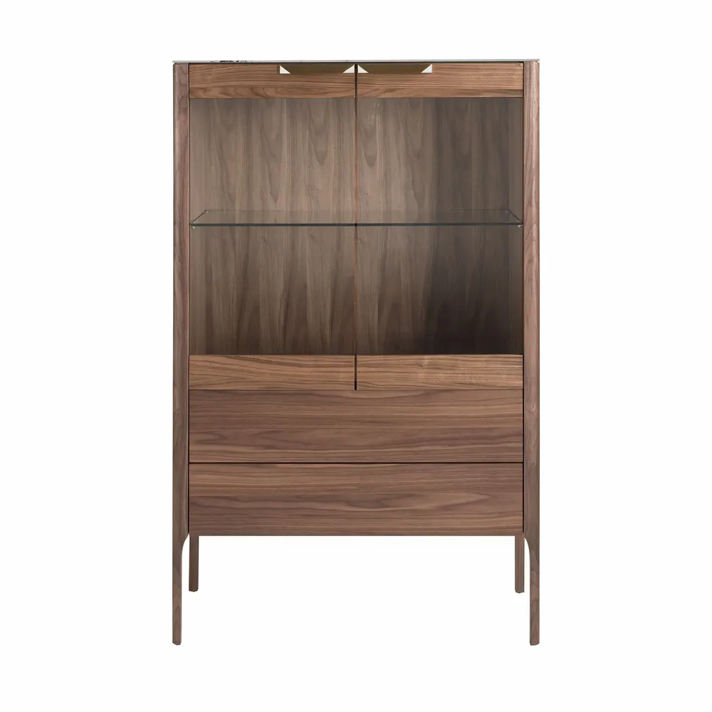 Sideboards - Walnut and fiberglass display cabinet with marble effect - ANGEL CERDÁ